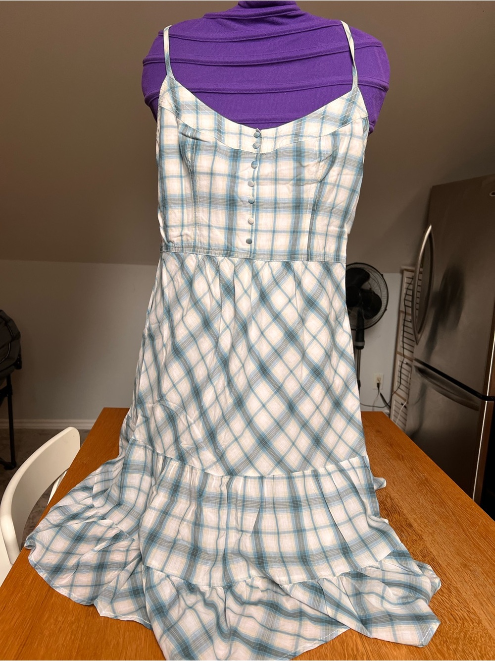 💕BOGO💕 American Eagle Outfitters Light Blue and White Plaid Sundress